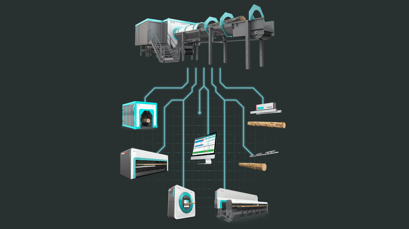 With CT, X-ray and AI, sawmills can see inside the wood – and control how it is sawn