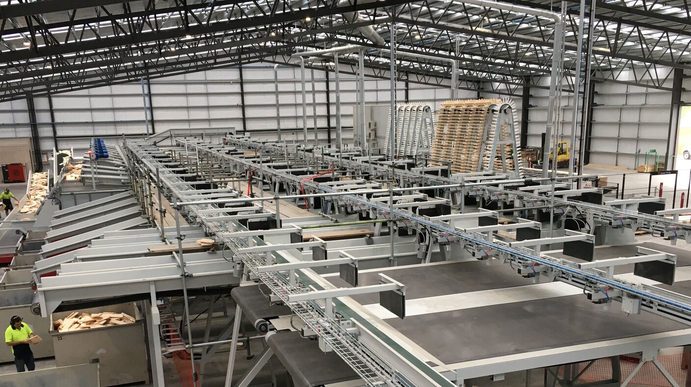 Vollständig integrierte Kapp- und Keilzinkenanlage in Neuseeland Vollständig integrierte Kapp- und Keilzinkenanlage in Neuseeland